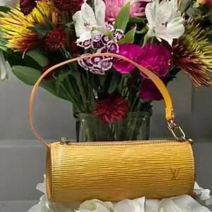 🔥🔥 Authentic Louis Vuitton Yellow Epi Mini Papillon LV Wristlet/Tote/Bag